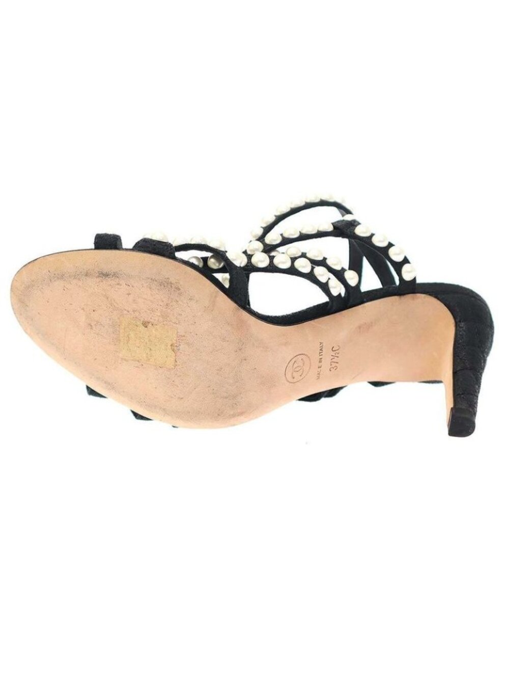 Chanel Multi-Strap Quilted Pearl Sandals Black 37 1 2 - Picture 4 of 10